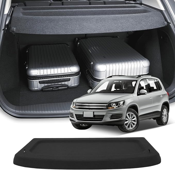 Cargo Cover for 2013-2017 Fit for Volkswagen for Tiguan 1.4L 2010-2017 Fit for Volkswagen for Tiguan 2.0L Retractable Rear Trunk Cargo Shade Luggage Security Cover Shielding Waterproof