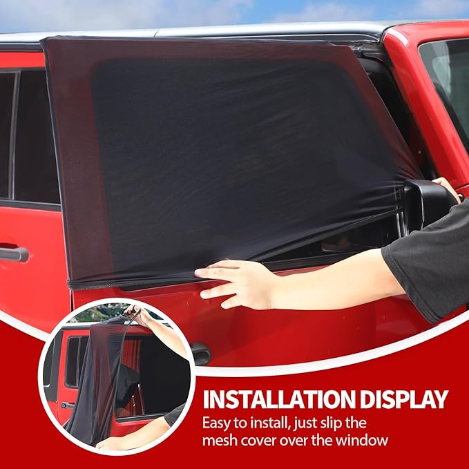 JeCar Front & Rear Window Screen Cover Compatible with Jeep Wrangler JK JL & Gladiator JT 2007-2025