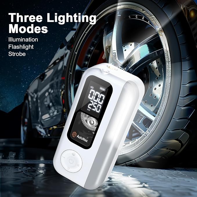 Tire Inflator Portable Air Compressor, Cordless Tire Air Pump with LED Light, 150 PSI Car Tire Air Pump, Electric Tire Inflator for Inflatables, Car, Bike, Motorcycle