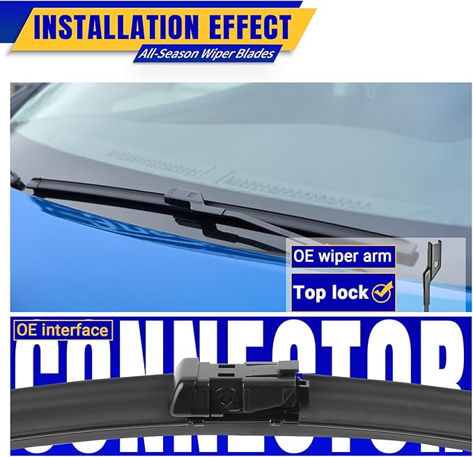 3 wipers Replacement for VW Volkswagen Tiguan 2007-2017, Windshield Wiper Blades Original Equipment Replacement - 24"/21"/13" (Set of 3) Top Lock