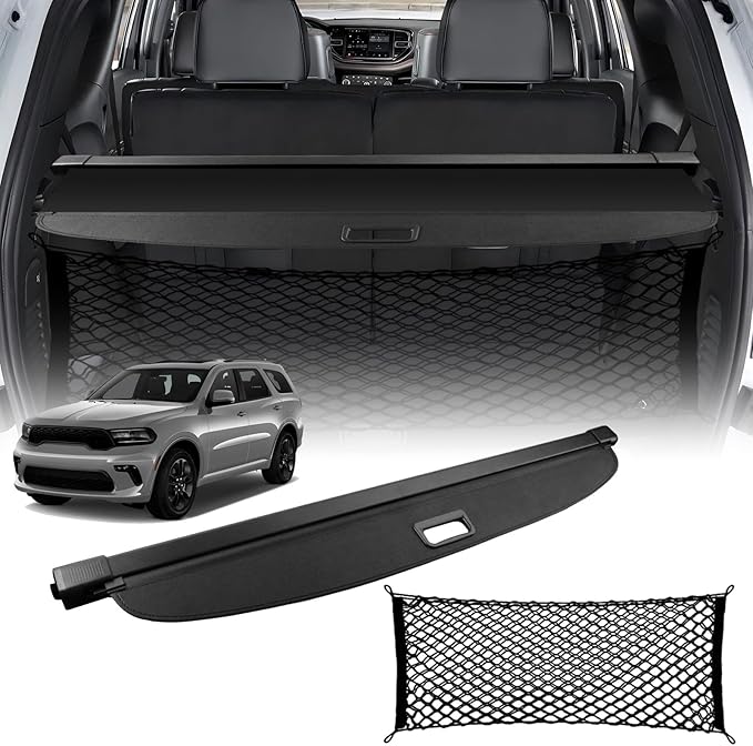 Cargo Cover for Dodge Durango 2025, Retractable Cargo Cover for Dodge Durango 2011-2025 (Not fits 2025 R/T) Trunk Cover for 2025 Dodge Durango Accessories (Install on 3rd Row Position)