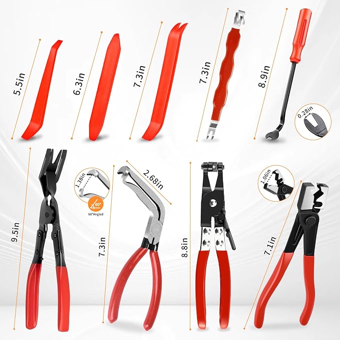 5PCS Automotive Electrical Disconnect Pliers Kit, Carbon Steel Connector & Clip Removal Tools, Hose Clamp Pliers set for Auto Repair