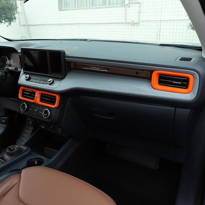 Lcojicep 7PCS Full Set Interior Trim Kit Compatible with Ford Maverick 2022-2024 Central Control air Conditioner Switch Panel Gear Panel air Conditioner Outlet Cover Decoration (Orange)