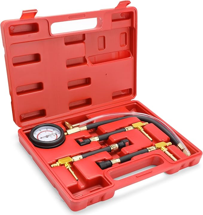 BETOOLL Fuel Pressure Test Kit 0-100PSI with 9.49,7.89,6.30 Fuel Line Fittings