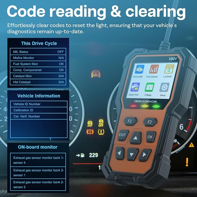 MMOBIEL OBD2 Scanner [Pro Edition] – Full System Car & Truck Code Reader with Check Engine Reset, Live Data, Mode 6 & 8, EVAP & Oxygen Sensor Test, Cloud Print – Universal OBDII/EOBD Scan Tool