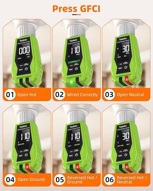 Circuit Breaker Finder with Outlet Tester, Quick GFCI, Voltage, AC 90-135V Electrical Circuit Tracer with Dual LCD Display, Batteries and Carrying Case