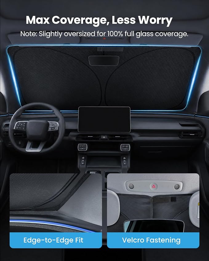REEVAA 2026 3rd Pro Windshield Sunshade for 2019-2026 Toyota RAV4 | Dual-Layer Heat & Sun Defense, OEM Design | Foldable Sun Shade Car Accessories with Storage Bag