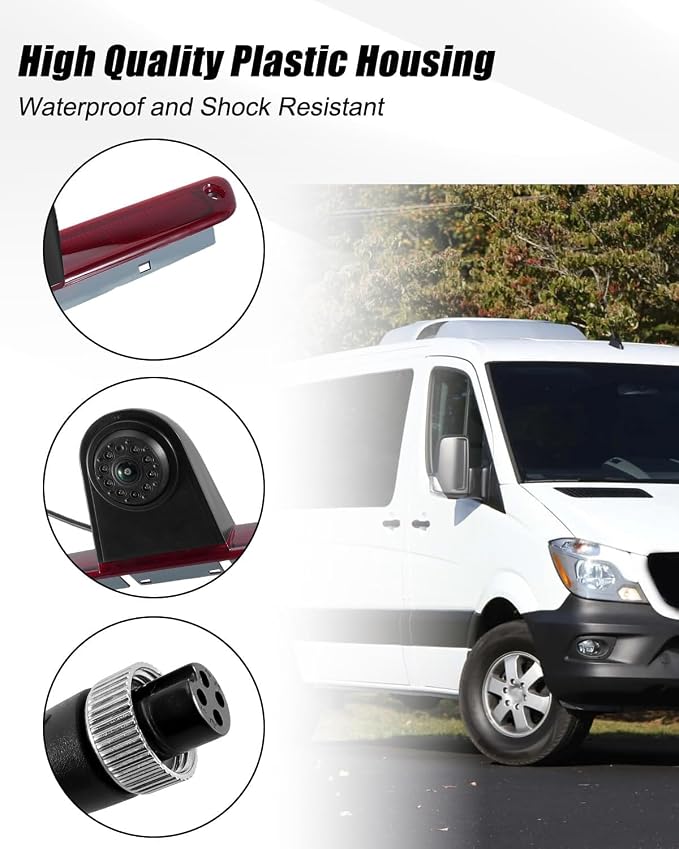 Brake Light Rearview Backup Camera Fit for Mercedes-Benz Sprinter, Dodge Sprinter, VW Crafter Vans 2007-2018, Rear View Reverse Parking Camera with 6 IR LEDs