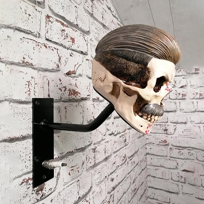 Motorcycle Helmet Skull Holder, Wall Mount Helmet Rack, Resin Crafts,Skull Helmets Holder Suitable for Motorcycle Cap, Baseball Cap, Bicycle Cap, Hat Storage Rack,Sports Gear (Type-E)