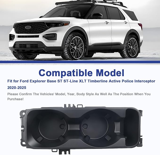 LB5Z-7813562-AB Center Console Cup Holder Fit for Ford Explorer 2020-2025 Replace LB5Z7813562AB (Without Wireless Charging)