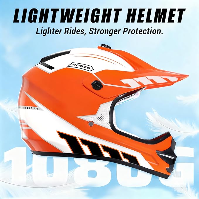 Youth Dirt Bike Helmet DOT Approved, Kids Motocross Full Face Helmet with Adjustable Goggles Riding Gloves & Storage Bag, Off-Road Sport Gear Set for Boys Girls ATV UTV