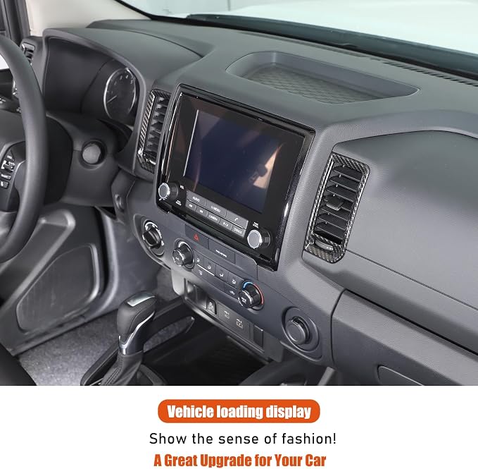 Daeiclru Car Center Console Air Outlet Trim Cover Compatible with Nissan Frontier 2022 2023 2024, ABS Center Console Side Air Outlet AC Vent Protect Cover Frame Accessories (Carbon Fiber Pattern)