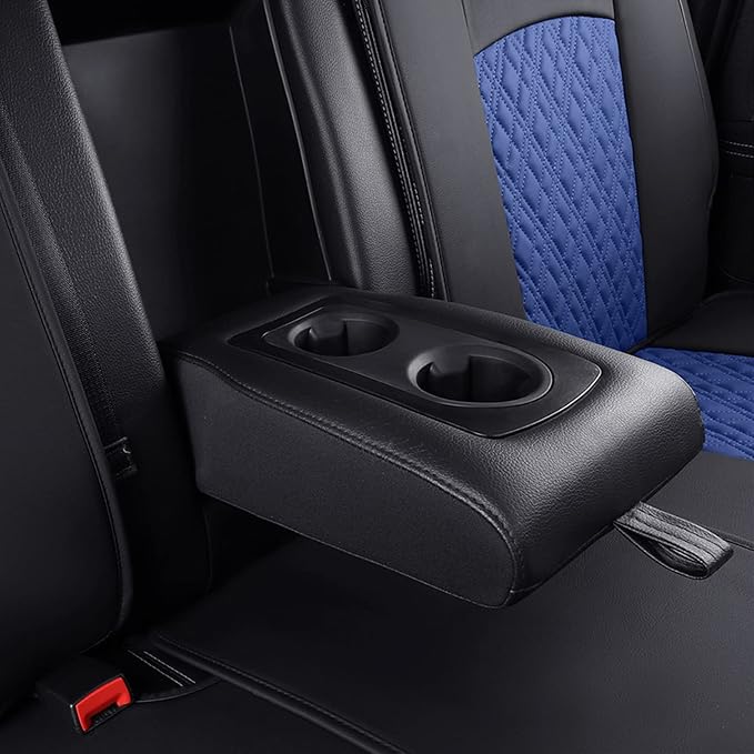 YIERTAI Car Seat Covers for Dodge Ram Fit 2009-2026 1500 2010-2026 2500 3500 Classic Bighorn Longhorn Laramie Tradesman Truck Blue Rear