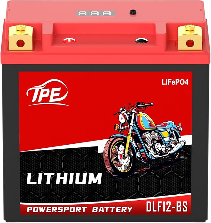 Lithium Motorcycle Battery YTX12-BS 12V, Lightweight LiFePO4 Replacement, High Starting Power, Maintenance-Free Powersports Battery