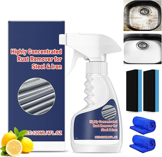 2026 New Highly Concentrated Steel Rust Remover, Rust Remover Spray, Multi-Functional Quick-Acting Rust Removal Spray for Metal, Tools, Cars, Chains (1Pcs)