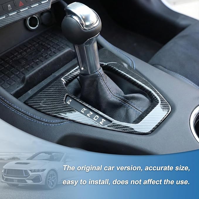 Carbon Fiber Gear Shift Panel Cover Compatible with Ford Mustang 2024 2025