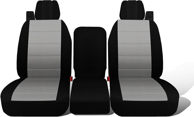Jokuye 40/20/40 Split Front Bench Seat Covers for Ford F150 XL Standard Cab 2004 2005 2006 2007 2008, Heavy-Duty Oxford Fabric with Integrated Seatbelts & Center Armrest Cover - Gray