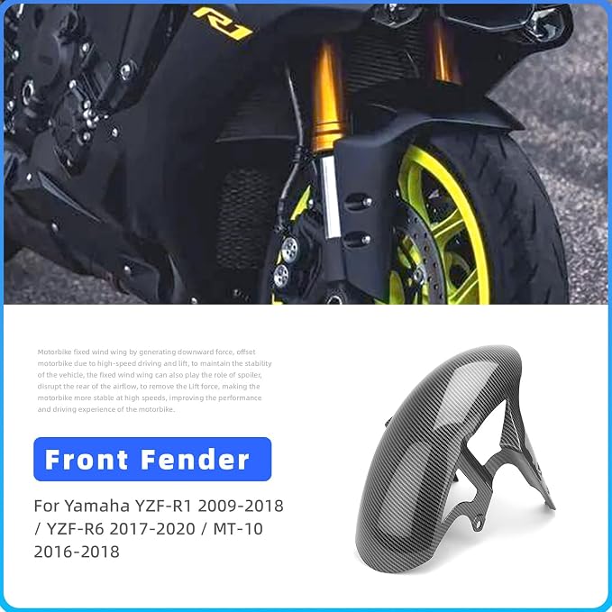 Motorcycle Front Fender, Tire Hugger Fender Mud Guard for Y-AMAHA YZF R1 R6 R10, Front Wheel Mudguard Splash Guard Fit Fairings Parts (Matte Black)