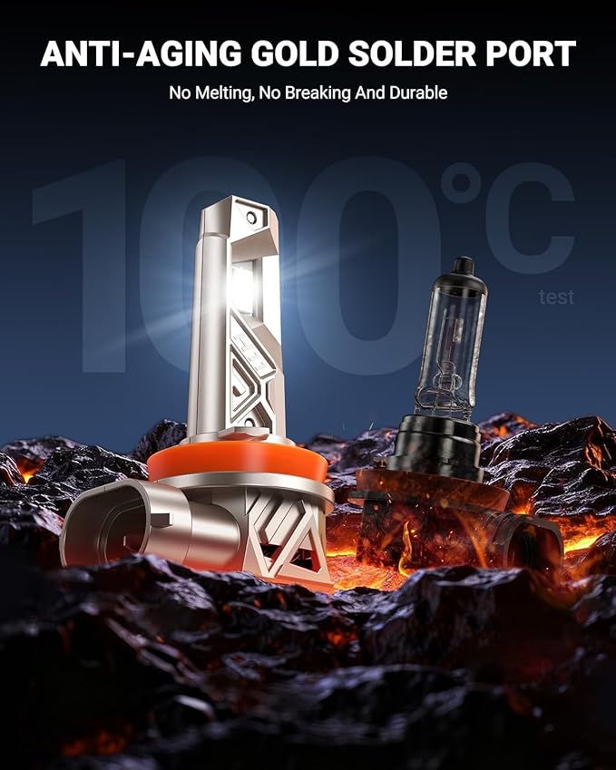SEALIGHT H11 Bulbs or H8/H9/H16 Light, 96,000LM 1000% Bright S6 Pro H11 Bulb with 2026 4th LED Chips, 70000hrs+ Lifespan Drving Light, 6500K White 1:1 Design Plug and Play Fog Light, Pack of 2