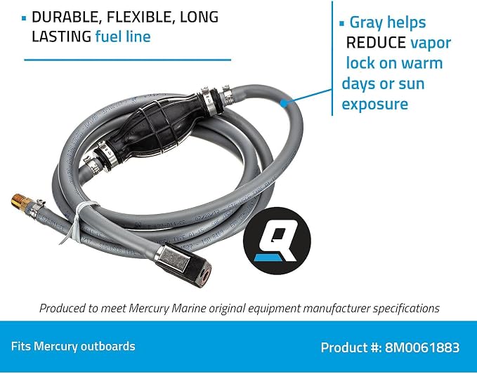 Quicksilver 8M0061883 Fuel Line Assembly, 8 Ft. Long with Primer Bulb