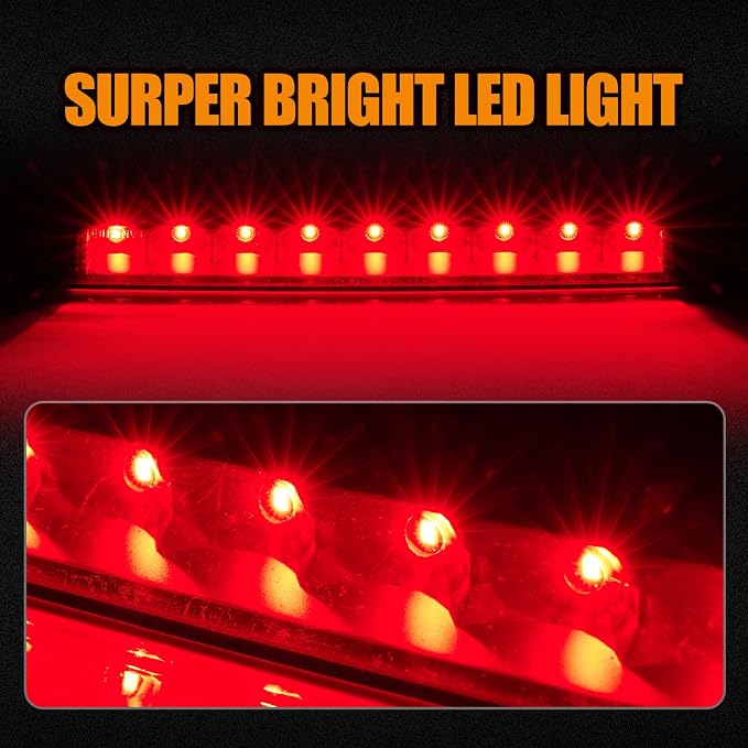 Third 3rd Brake Light LED for 2013-2018 Toyota Rav4, High Mount Rear Brake Lights Assembly for 2010-2019 Lexus GX460, Waterproof Center Cab Lamp Stop Light (Black)