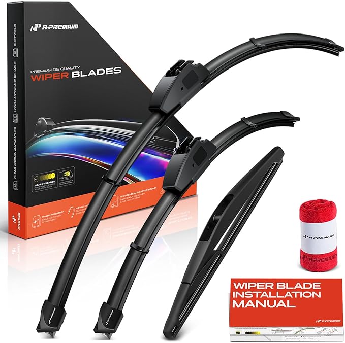 A-Premium 26"+18"+10" Windshield Wiper Blades Compatible with Honda HR-V 2016-2022 - Front Rear Wipers Blade Set for Hook/RL3 Arm Connector, with Wear Indicator & Towel (Pack of 3)
