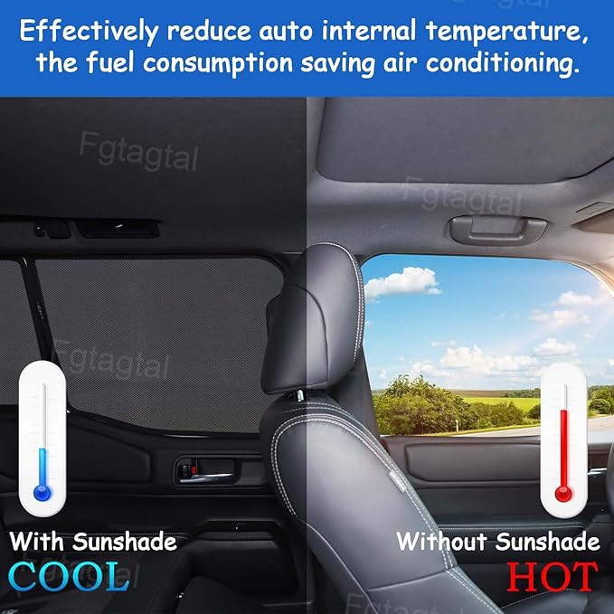 Car Rear Side Window Shades Fit for Toyota Land Cruiser 250 Prado J250 LC250 2024 2025, Back Window Screens Mesh Sun Shade Glare Shield and UV Rays Protection and Keeps Vehicle Cool, 4PCS