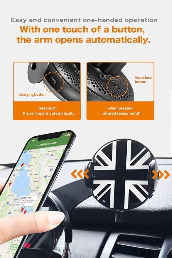 Persevere for Mini Cooper Phone Holder F54 F55 F56 F57 with Auto Charging for Display Dashboard Car Phone Mount, Fits 4-6.9" Smartphones, Right (Not Supported All Countryman F60/R61)