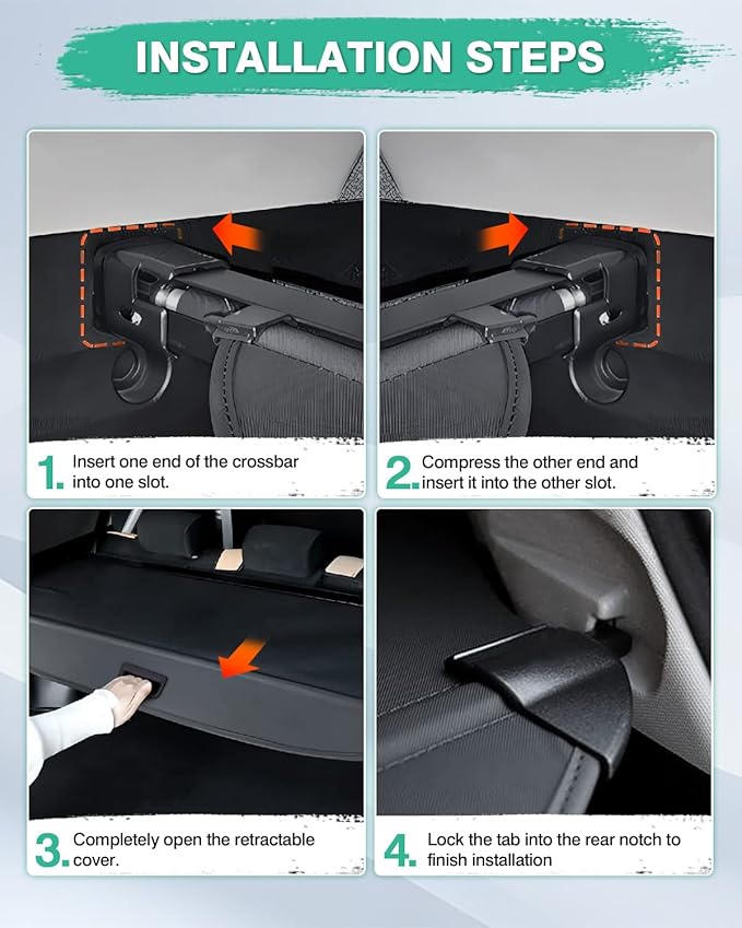Powerty Cargo Cover for Toyota RAV4 2013-2018, Retractable Trunk Cover Privacy Cover Truck Replacement for 2013-2018 Toyota RAV4 Accessories