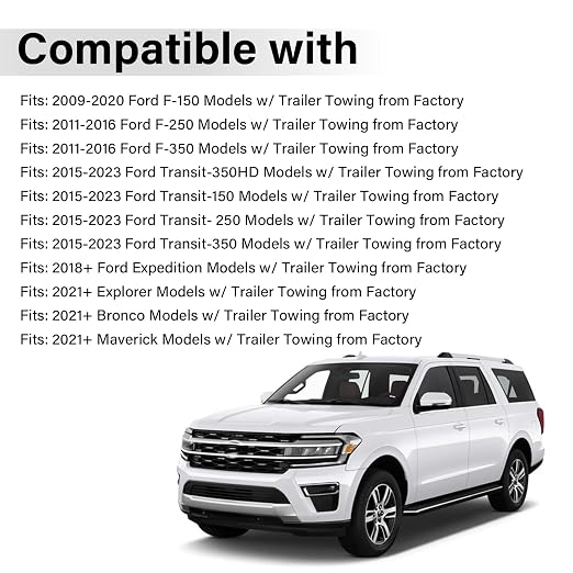 Trailer Brake Harness Towing 7-Pin Round / 4-Pin Flat Plug Connector for 2009-2023 Ford F150 F250 F350 Trailer Connector 9U5Z-14489-MAA