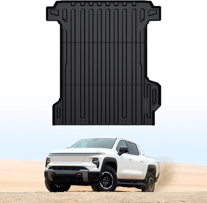 LASFIT Truck Bed Mat for Chevrolet Chevy Silverado EV 2024-2026 5.9FT Only (Fit Without Multi-Flex Midgate, Not Fit with Multi-Flex Midgate) Bed Liner Custom Fit, All Weather TPE Cargo Trunk Liner