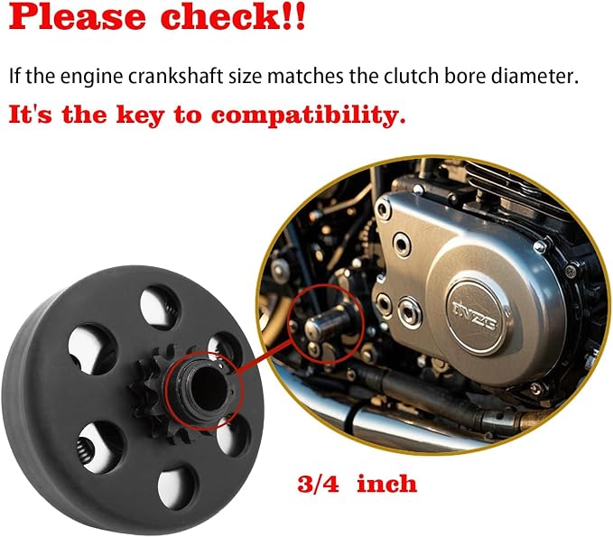 Centrifugal Clutch 3/4" Bore 12 Tooth with #35 Chain for Predator 212, Honda GC GX Engines and Most 2-6.5HP Small Engines performance Parts, Perfect for MiniBike, Go Kart, Lawnmower.