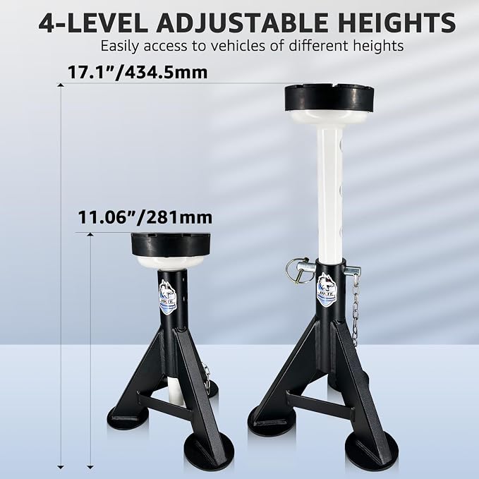 HKTE 4 Ton Low Profile Jack Stands 2 Pack, 8000 lbs Heavy Duty Car Jack Stands for Cars & Light Trucks, with Security Locking Pins