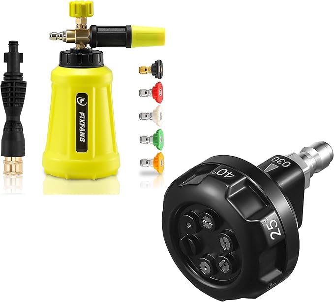 FIXFANS Foam Cannon, Pressure Washer Nozzle 6 in 1 with 1/4" Quick Connect