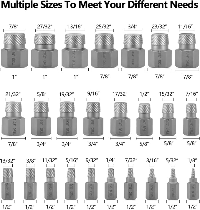 20-Piece 3/8 Inch Drive Long Ball End Hex Bit Socket Set & 25-Piece Screw Extractor Set