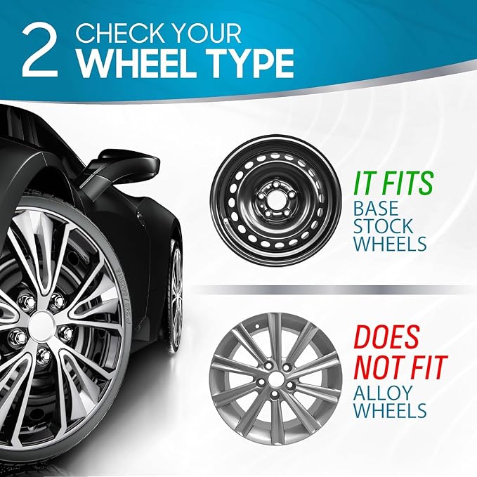 BDK 16 Inch Hubcaps Set of 4 – OEM Replacement Snap-On Wheel Rim Covers - Universal Fit Car Wheel Cover for Cars, Trucks, SUV, Vans Durable ABS Black & Silver 10-Spoke Hub-Cap Car Accessories Exterior