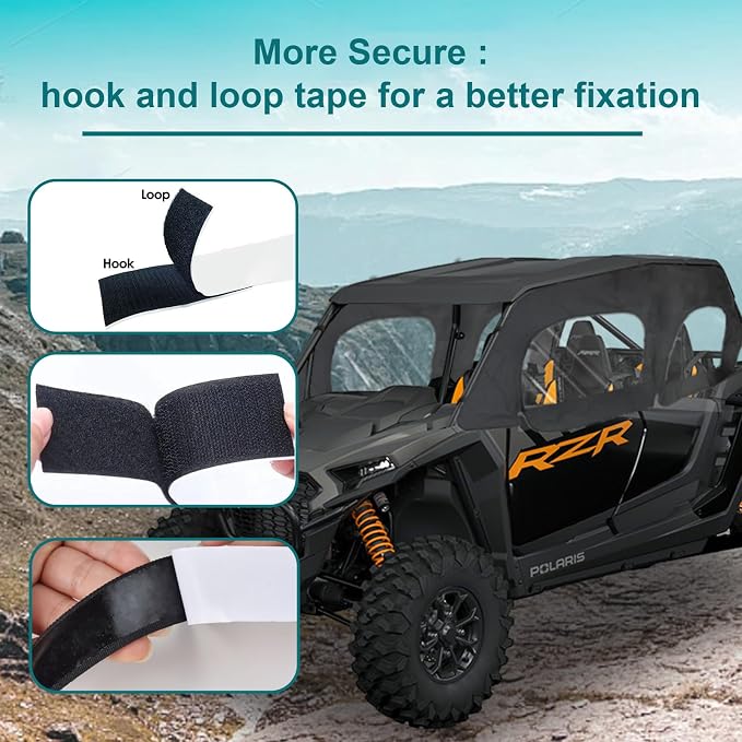 QYMOTO Polaris RZR XP 4 1000 Doors,2 Layers Canvas Upper Side Door Cab Enclosure for RZR XP1000 4 Seater Crew 2014-2025 Strong Zipper Open Window, Block Cold, Snow,Rain,Dust and Debris Outdoor