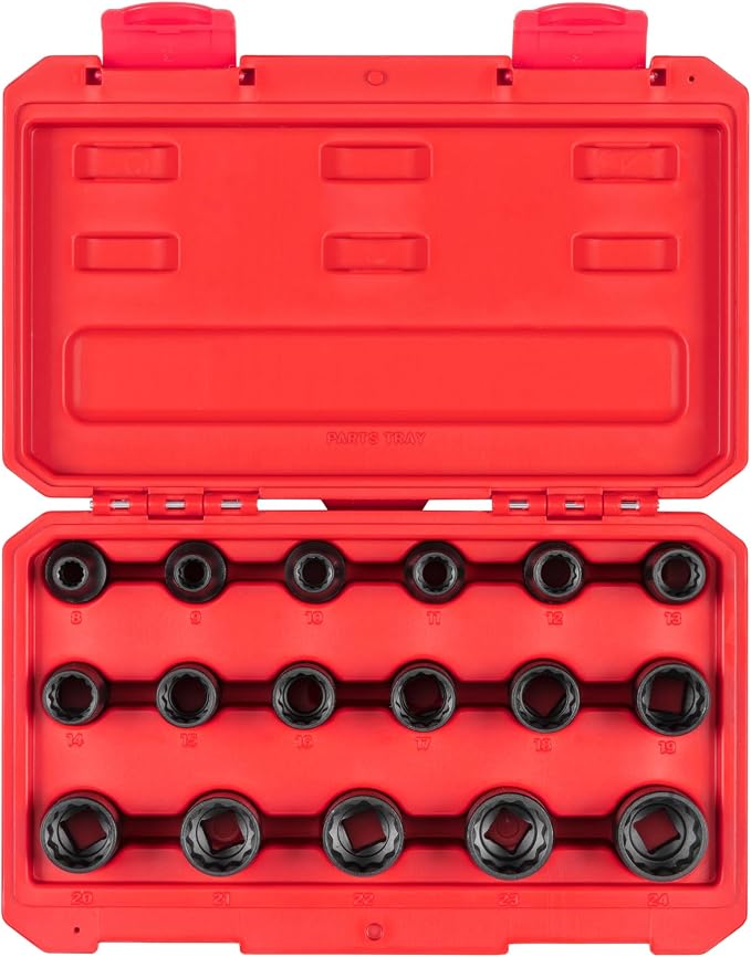 TEKTON 1/2 Inch Drive Impact Socket Set, 17-Piece | SID92338