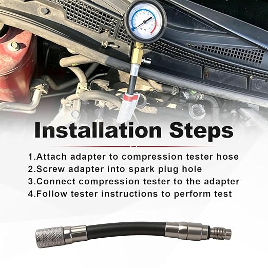 5608 12mm Compression Tester Adapter Compatible with Ford 4.6L, 5.4L, 6.8L 2008 and Newer 3-Valve Engines with 12mm Spark Plugs