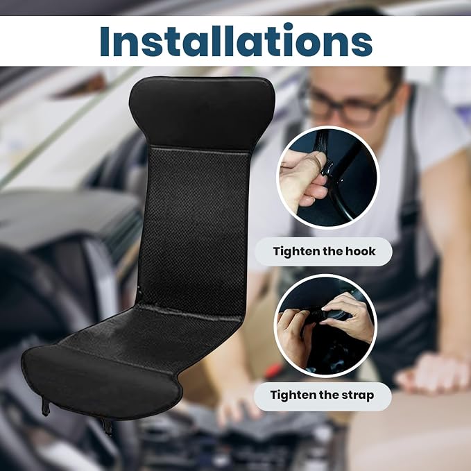 ZONETECH Car Seat Cover, Black Leather Seat Covers for Cars, Comfortable Amazon Car Seat Covers Full Back Support Promote Blood Circulation Relieve Fatigue 2 Car Seat Cushions Intergrated