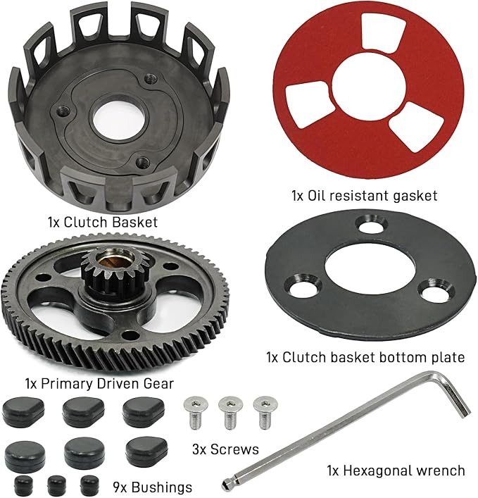 CNC Billet Clutch Basket & Heavy Duty Primary Driven Gear Kit for Yamaha Blaster 200 YFS200 1988-2006 OEM# 3JM-16150-01-00