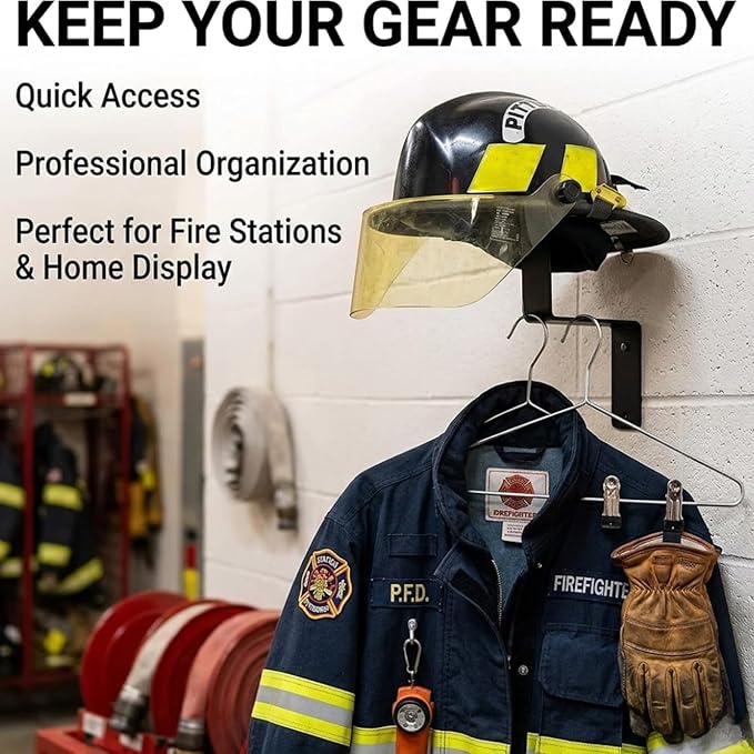 Firefighter Helmet Wall Mount – Heavy-Duty 2 lbs Storage Rack for Gear, Display & Organization