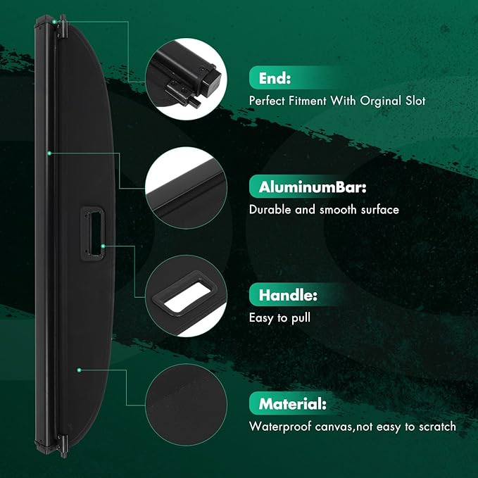 SCITOO Cargo Cover 2021-2024 Fit for Buick Envision 2.0L Upgraded Retractable Rear Trunk Cover with Aluminum PVC&Plastic