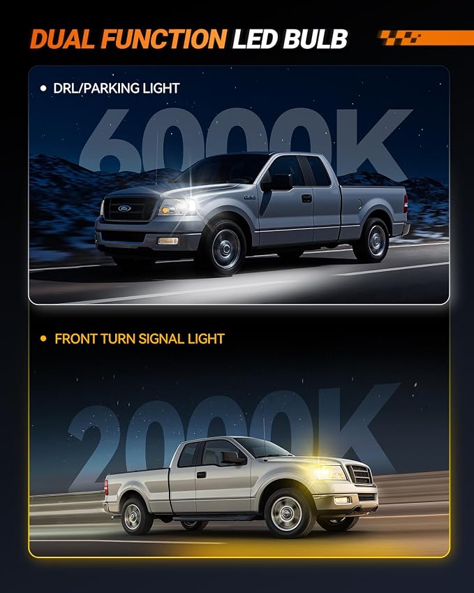 SEALIGHT 3157 Switchback LED, 2025 Latest 3157 LED Bulb Dual Color Amber Yellow/White 3156 3457 4157 T25 Lamps with HD Len & Extra Resistor for Turn Signal/DRL/Parking Lights, 34-SMD Chipset, 2PCs