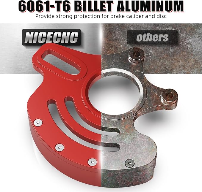 NICECNC Rear Caliper Bracket Disc Brake Guard 11mm Aluminum Compatible with Yamaha YFZ450R 2009 2010 2011 2012-2022, Red