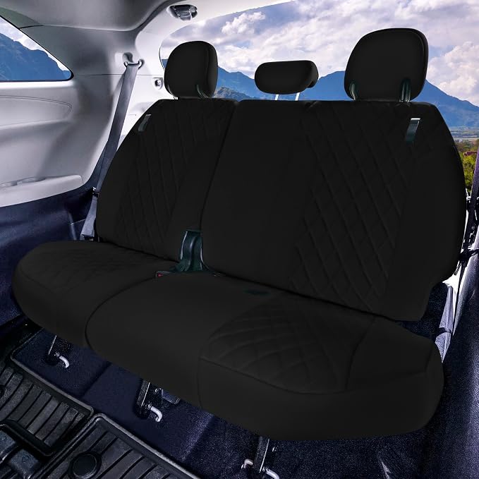 FH Group Custom Fit Car Seat Covers Specifically Made for Toyota Sienna 2021-2024, Black Ultraflex Neoprene 3rd Row Set Automotive Seat Covers, 7-8 Seater SUV Seat Covers, Toyota Accessories