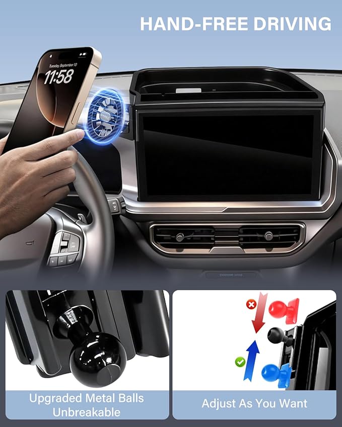 SKYLOTEC Dash Tray with Phone Holder for 2025 Ford Bronco Sport Dash Console Organizer 13.2-Inch Screen, Automobile Cradles Magnetic Phone Mount for MagSafe, Magnets Cell Phone Base Dashboard Storage