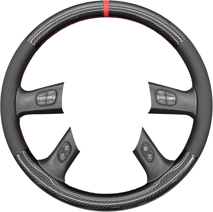MEWANT Steering Wheel Cover for Chevy Silverado 1500/2500/3500 2003-2006 / Silverado 1500 2500HD 3500 Classic 2007 / Trailblazer 2002-2009 Hand-Stitched Steering Wheel Wrap