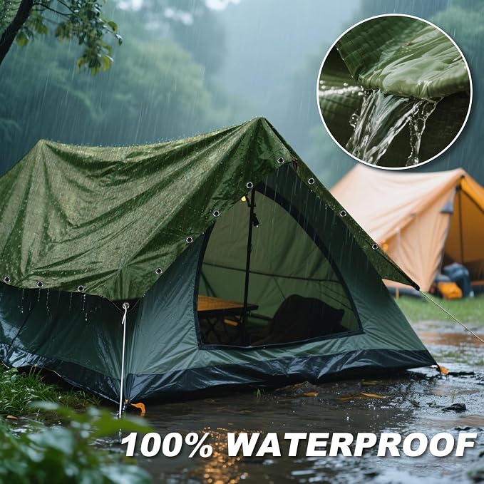 Tarps Waterproof 8x10 Feet, 4 Pack Heavy Duty Silver Tarp Cover 12 Mil Thick, Resistant Plastic Tarpaulin with Metal Grommets, Outdoor Tarp Cover for Car,Trailer