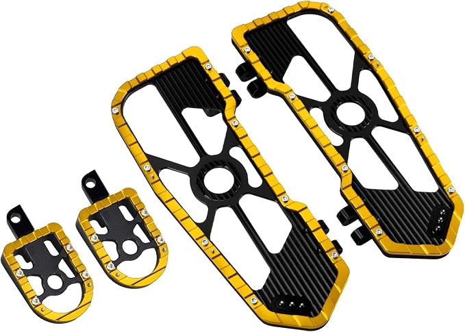 Motorcycle Floorboards Driver Passenger Footboards Wide Foot Pegs Board Pedal Compatible with Touring Electra Road Street Glide Softail Road King Yellow Edge